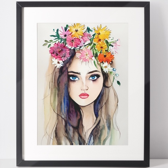 Watercolor Abstract Floral Woman Wall Art Print Poster Unframed - Picture 1 of 10
